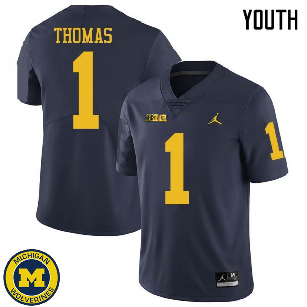 Youth Michigan Wolverines #1 Ambry Thomas Navy Jordan Brand Football Jersey